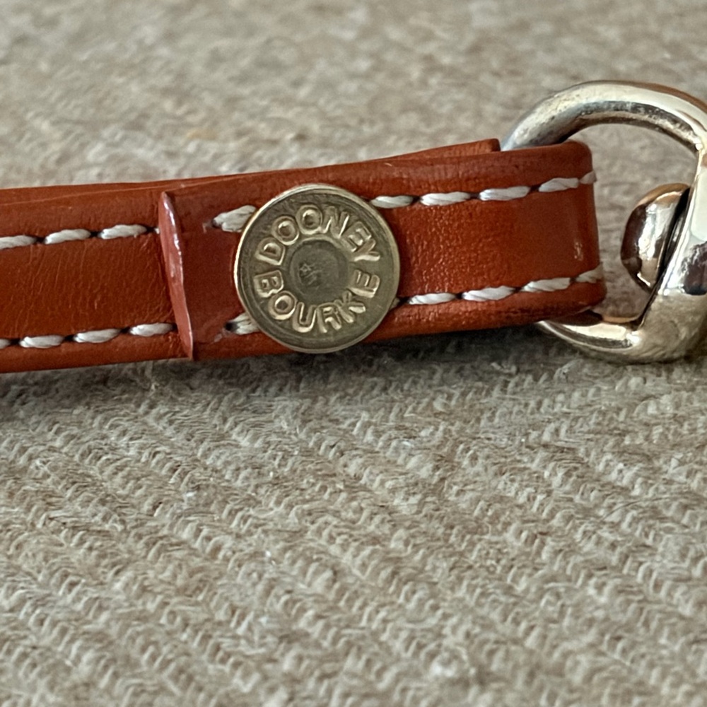 Dooney & Bourke Black Pebbled Leather Wristlet with Brown Leather Detail - Picture 7 of 11